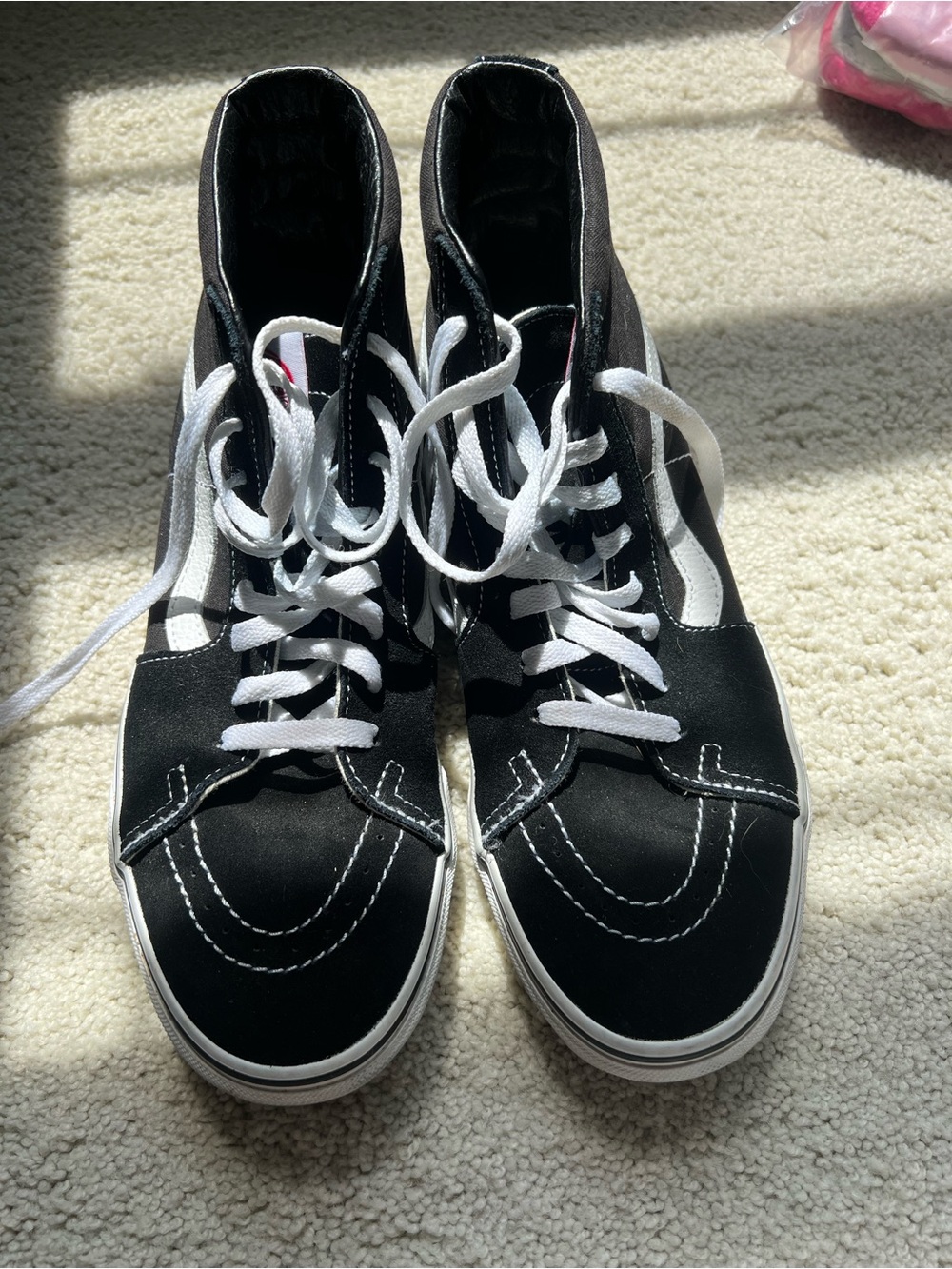 Vans Black and White High-Top Skate Sneakers